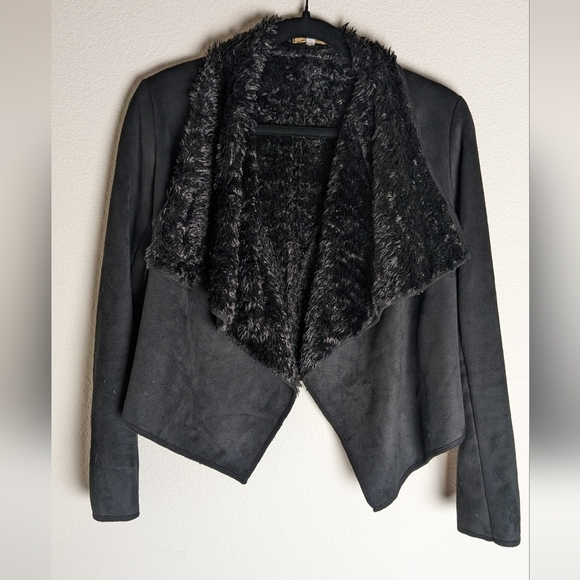 Black suede shearling cropped‎ jacket, vintage style, Pico 1988 size S - Picture 16 of 16
